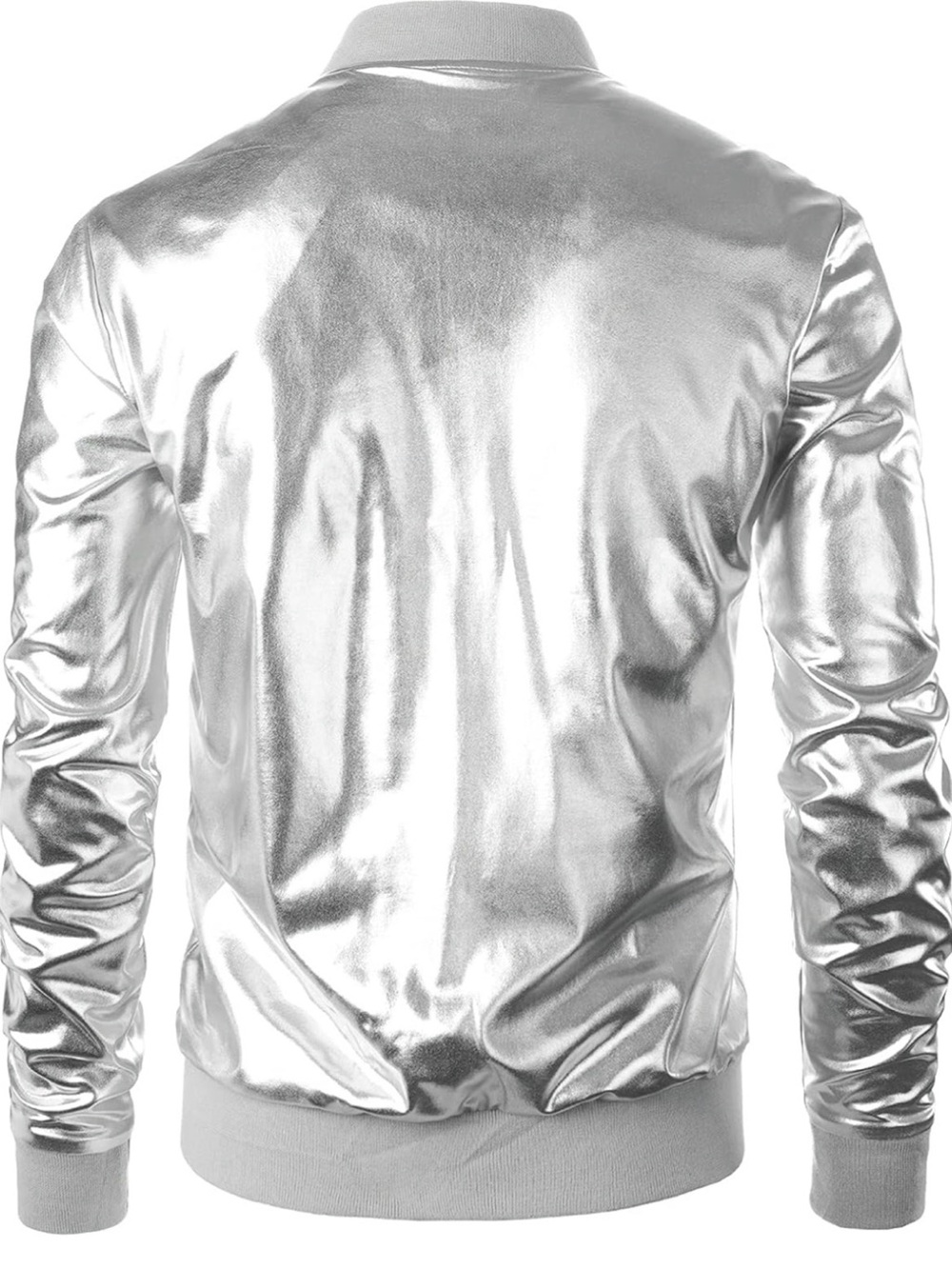 JOGAL Men's Metallic Silver Jacket 70's Disco Costume | Large NWT - Picture 2 of 9